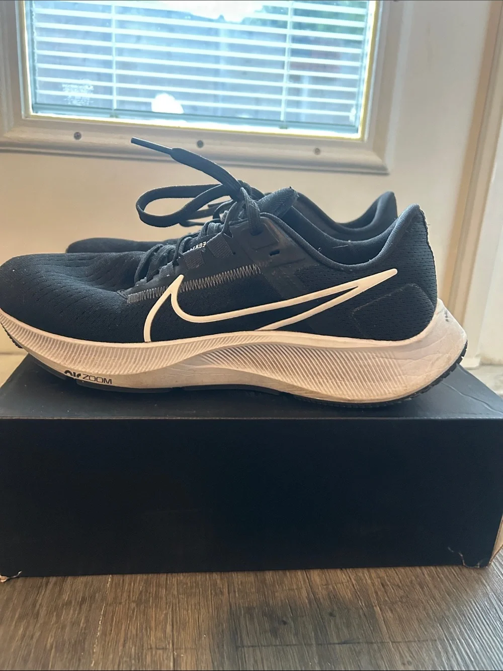 Nike Black and White Pegasus Running Sneakers with Signature Swoosh
